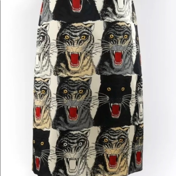 GUCCI Angry Cat Tiger silk midi skirt IT 42 - Picture 6 of 8